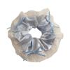 Lazo de Satín Azul Cielo Encaje de Seda Anillo para el Pelo Intestino Grueso 2025 Nuevo Dulce Lazo Titular Cabecera de Tendón de Cuero Mujeres