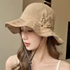 Sombrero Plegable Lavable Floral de Nuevo Estilo, Sombrero de Pescador Estilo Coreano de Verano, Sombrero de Sol con Visera para Proteger del Sol en Exteriores, Sombrero de Cubo