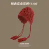 Nuevo Gorro de Crochet de Doble Capa para Otoño e Invierno para Mujer con Borlas, Gorro de Lana Tejido Espiga de Trigo, Gorro Cálido y Adelgazante para Proteger las Orejas