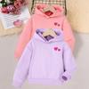 Conjunto de 2 Peças Primavera e Outono Transfronteiriço para Meninas com Moletom Fashion Bordado de Coração Manga Longa Cor Sólida Tricô Fofo Casual