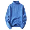 Suéter de punto liso de cuello alto para hombre, top de punto otoño/invierno, diseño de doble cuello, capa base casual, elegante y versátil