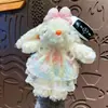 Novo Vestido de Pelúcia de Princesa Chaveiro de Coelho de Orelhas Longas Fofo Desenho Animado Fantasia de Coelho Boneca Pingente de Bolsa para Menina