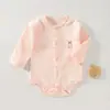 Body de algodón puro para bebé, nuevo para primavera y otoño, de manga larga, triangular, con broches en la entrepierna, sin ballenas