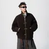 Chaqueta Corta Desestructurada Estilo Americano con Hebilla de Avión para Hombre, Abrigo Vintage de Ante para Otoño, Top de Nicho Retro de Calle Alta