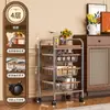 Carrito Estrecho Estante de Almacenamiento, Estante de Cesta de Cocina Multicapa de Pie para Snacks y Frutas y Verduras, Estante de Almacenamiento Móvil Estilo Vintage