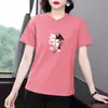 Nova Camiseta Casual de Verão Juvenil de Manga Curta para Mulheres, Corte Solto, Estilo Chinês, Fashion, Versátil, Tamanho Grande, Tendência