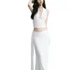 Traje Feminino de Verão Duas Peças Sexy Estilo Resort à Beira-Mar com Bolinhas Francesas Decote V Alça no Pescoço + Saia Justa ao Corpo