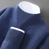 Outono e Inverno Novo Suéter de Cashmere Masculino Tricô Gola Meia-Alta 100% Lã Pura Casual Solto Sem Costura