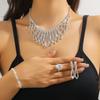 Collar de diamantes de imitación de estilo europeo y americano, vestido de novia, pendientes de diamantes completos, cadena, accesorios para banquetes de noche, collar, venta al por mayor transfronteriza