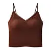 Camisola sexy de encaje francés para primavera y verano para mujer con copas incorporadas, se puede usar como prenda exterior, cómoda camisola básica con hermoso diseño en la espalda