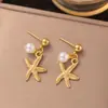 Accesorios de Acero Inoxidable Transfronterizos Serie Marina Collar de Perlas Colgante de Estrella de Mar Tortuga Collar Cadena para Clavícula de Mujer que No se Desvanece
