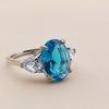 Huajie moda plata s925 diamante artificial de alto carbono anillo ovalado de 10 quilates anillo simulación color Paraiba