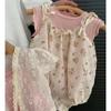 Nuevo Top de Tira de Pozo para Bebé y Niño Pequeño, Floral, Tirantes, Bolsa, Ropa de Pedos, Conjunto Floral de Dos Piezas para Niña
