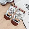 Meias Fofas de Desenho Animado para Mulheres, Meias Baixas Respiráveis de Algodão Penteado, Meias Femininas com Ilustração Divertida de Desenho Animado Transfronteiriças