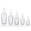 Frasco quadrado de vidro transparente para óleos essenciais com gota, 5ml-50ml, frasco vazio para líquido de essência, frasco quadrado com conta-gotas