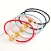 Pulsera de cuero trenzado de acero inoxidable de 2,5 mm, pulsera de cuero para mujer, joyería con cuentas de oro duro.