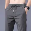 Pantalones Casuales de Primavera y Verano para Hombre, Pantalones Largos Rectos Ajustados de Marca de Moda, Pantalones Versátiles Elásticos de Primavera y Verano para Negocios para Hombre