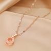 [Banho de Ouro Real] Coreia do Sul Círculo com Diamantes Pequeno Coração Popular no TikTok Cor Rosa Dourada Design Resistente à Corrente Clavícula