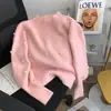 Suéter perlado de punto suave y delicado con cuello redondo, nuevo diseño francés de otoño e invierno, top de punto holgado de nicho