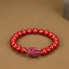 Pulsera Popular de Cinabrio Natural al por Mayor Douyin Pulsera de Cuentas Hecha a Mano Alto Contenido Arena Dorada Púrpura Pulsera de los Ocho Santos Patronos