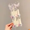 Presilha de Cabelo Infantil com Bico de Pato e Franjas, Elástico de Cabelo Trançado Infantil, Corrente de Cabelo com Borboleta de Pérola, Acessório de Cabelo de Princesa para Menina, Grampo