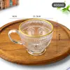 Caneca com cabo de girassol em relevo vintage para casa, caneca de café da manhã, caneca de leite, caneca de aveia, caneca de iogurte, caneca de vidro resistente ao calor