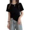 Camiseta de Manga Corta con Dobladillo Irregular para Mujer, Top Corto de Verano, Top Casual de Color Sólido, Ropa para Mujer al por Mayor