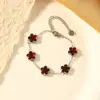 Pulseira de Trevo de Cinco Folhas Dopamina Dupla Face Versão Alta Transfronteiriça Luxo Leve Simples Senso Avançado 18k Não Desbota Cor Joga