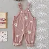Novedad Primavera y Verano Overol de Pana para Niñas, Mono Holgado Bordado Floral para Bebé, Venta Caliente Transfronteriza
