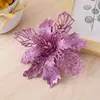 Adornos Navideños de Terciopelo con Brillo de Flor para Colgar en el Árbol de Navidad Shunchuang