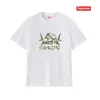 Camiseta de alta gama transfronteriza con estampado de letras Supreme, cuello redondo, manga corta, unisex, holgada, casual, versátil