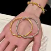 Plata S925 Artesanía Fina Estilo Vintage Italiano Pulido Hecho a Mano Nudo de Bambú Pulido Pulsera Venta Directa al por Mayor de Fábrica