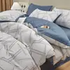 Juego de Cuatro Piezas Jacquard de Algodón Puro Grado A Materno e Infantil, Estilo Muji, para Dormir sin Ropa, Incluye Sábana Plana, Funda de Edredón y Sábana Ajustable para Uso en Cama