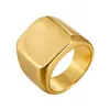 R0094-Hk02 Joyería Moderna Europea y Americana Exportación Anillo Minimalista Liso Rectangular de Acero de Titanio para Hombre en Tres Colores