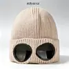 Nuevo Gorro de Punto Costilla Gafas Otoño e Invierno Gorro Tejido Hombres y Mujeres Exterior Cálido Pareja Invierno Protección Ocular Cálido