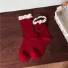 Meias Cano Alto Renda Vazada Estilo Coreano Estilo Miu Doce Estilo Japonês Estilo Médio Feminino Primavera Outono Inverno Estilo Menina Algodão Penteado Meias de Empilhar