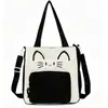 Bolsa Tote de Estilo Académico de Gran Capacidad con Temática de Gatos y Bloques de Color para Niñas, Adecuada para Ir al Trabajo, Tutorías, Cruzada y Bolso de Hombro para Llevar Libros