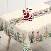 Nuevo Mantel Decorativo Navideño Transfronterizo de Amazon con Muñeco de Nieve y Reno para Mesa de Comedor en Casa, a Prueba de Polvo, Festivo