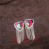 Pendientes Vintage Bordados Hechos a Mano de Estilo Étnico de Moda con Borlas Pequeñas, Joyería de Plata Miao de Yunnan, Color Blanco, Tamaño 41