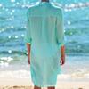 Amazon Transfronterizo Nuevo Cubreplayas Camisa Estilo Cárdigan Suelto de Tela de Bambú Camisa de Protección Solar Camisa Bikini para Mujer