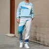 Conjunto de Moletom Masculino 2025 Primavera e Outono Transfronteiriço com Gola Redonda e Estampa, Leve e Casual, Adequado para Uso Diário