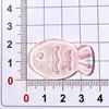 Pegatinas transparentes de resina para uñas de pez con rayas rosa pálido y blanco, con purpurina, textura de gelatina, para pinza de pelo DIY, pegamento cremoso, accesorios hechos a mano a juego