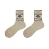 Meias Personalizadas Meias de Lã Meias Femininas de Cano Médio Outono e Inverno Estilo Étnico Retrô Meias Quentes Espessadas com Forro de Lã Personalizadas
