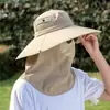 Sombrero de Sol para Hombre Verano Exterior Sombrero de Pesca Cubre-Cara Sombrero de Sol Sombrero de Pescador Protección UV Ala Grande Sombrero para Sol