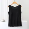 Chaleco fino con almohadilla en el pecho para mujer, verano, holgado, talla grande, tirantes para casa, copa, pijama de una pieza, sin mangas, prenda exterior, top