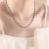 Colar com pingente de gota de óleo colorido contrastante estilo francês, pulseira para clavícula, joias de aço titânio para meninas, conjunto de joias
