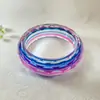 Joyería de Estilo Europeo y Americano, Pulsera de Resina con Elegante Diseño a Cuadros, Pulsera Redonda Transparente de Colores con Diseño Facetado