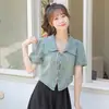Camisa de Mezclilla con Cordones de Encaje de Diseño de Nicho para Mujer, Nueva de Verano 2025, Top Delgado que Afina la Figura con Cuello de Solapa