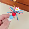 Grampo Lateral Colorido Fofo de Feijão Flor Vermelha e Azul para Mulheres com Clipe de Borda de Laço Clipe para Franja Clipe Jacaré