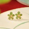 Brincos de Prata 925 Banhados a Ouro Yuebao Jewelry com Jaspe Hetian, Moda Pequeno Fresco, Flor Irregular